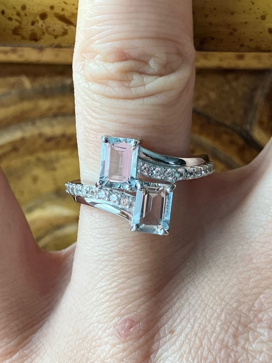 Jewelry - Natural Aquamarine Sterling Silver Ring Size 8